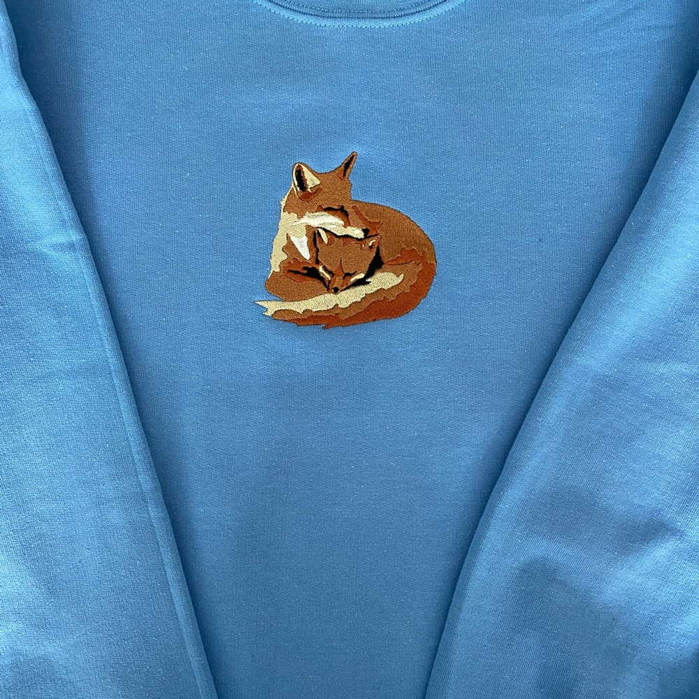 Mama and Baby Fox Embroidered Sweatshirt